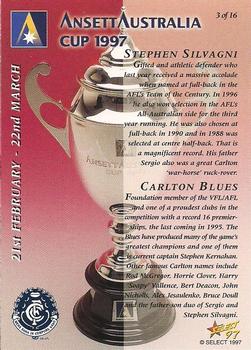 1997 Select Ansett Australia Cup #3 Stephen Silvagni Back